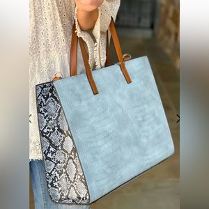 Croco Tote with Python Detail. NWT